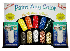 Paint birdbath deicer any color.